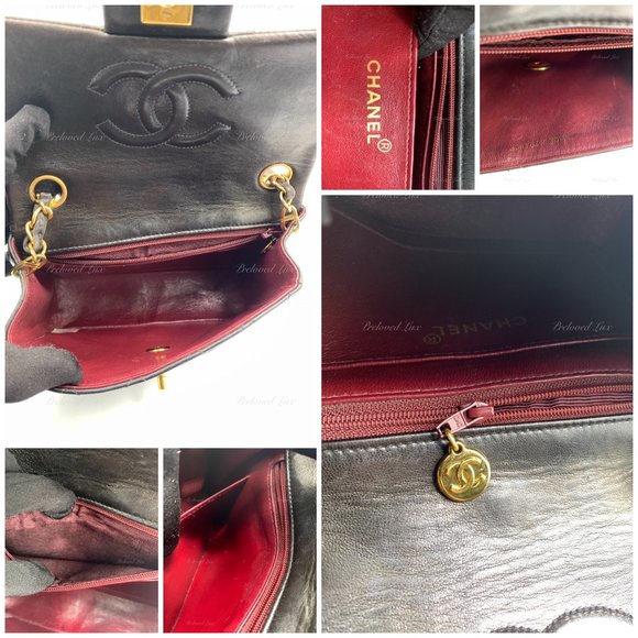 Authentic CHANEL Classic Lambskin Chain Mini Square Flap Bag black in Gold Hardw - Picture 14 of 17